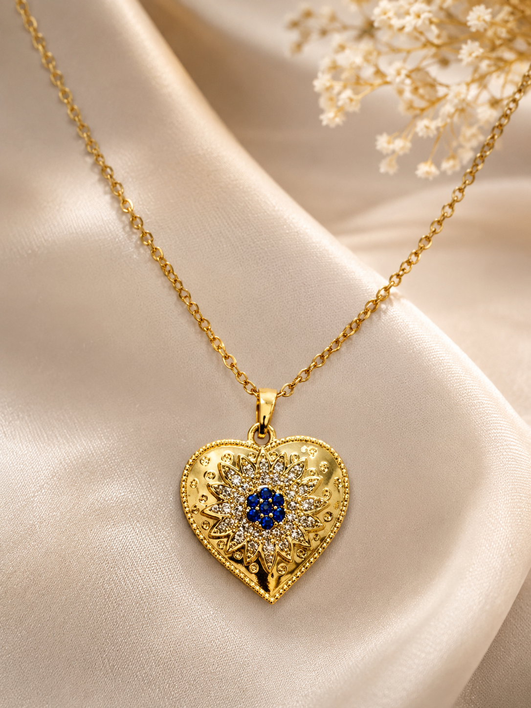Midnight Bloom Heart Necklace