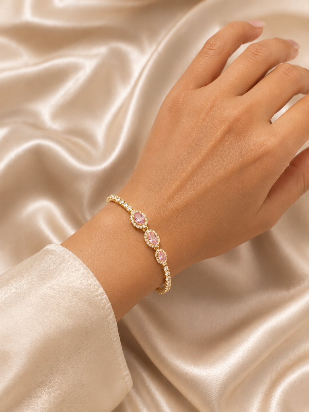Lovora pink stone tennis bracelet