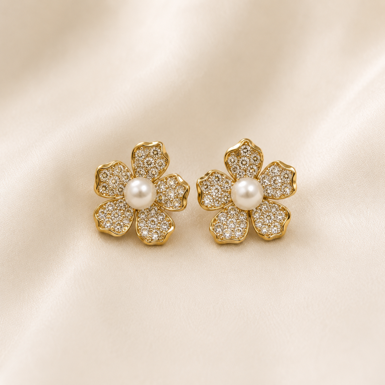 Flower pearl blossom earrings