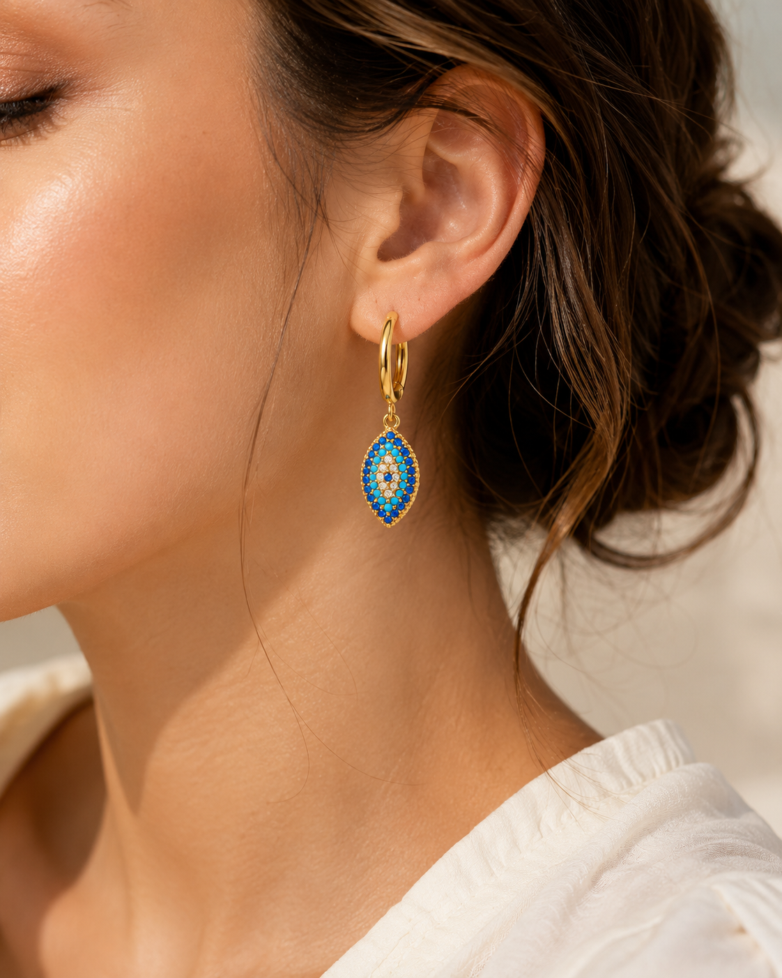 Azure Evil Eye Hoops