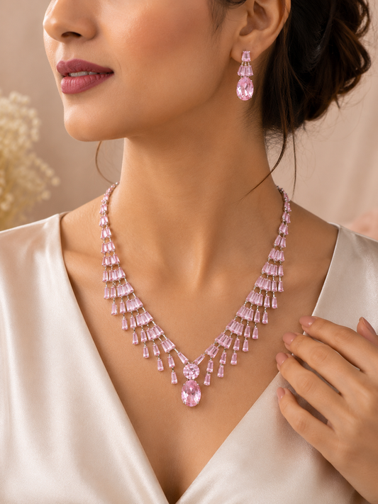Blush Cascade crystal Set