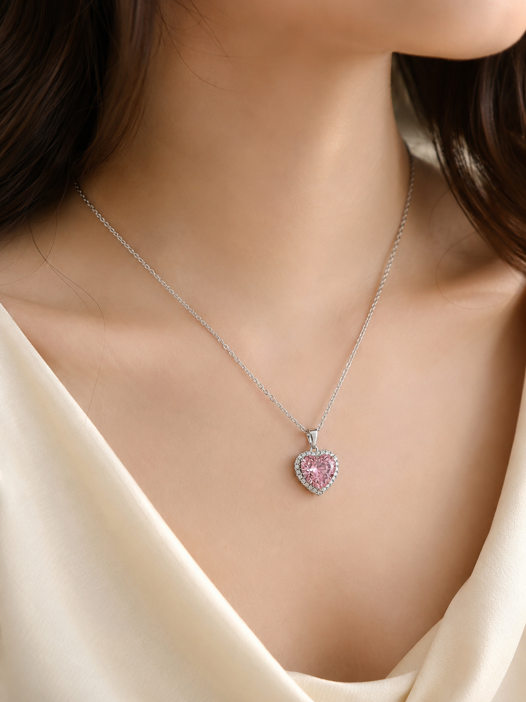 Blush Heart Halo Necklace💕