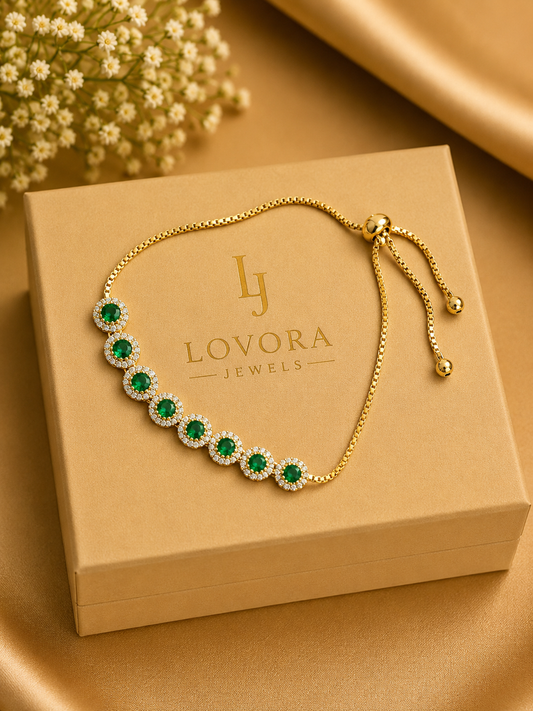 Emerald Halo Charm Bracelet