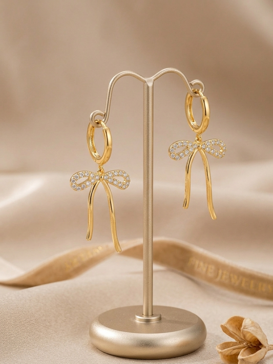 Ribbon bow studded earrings🎀
