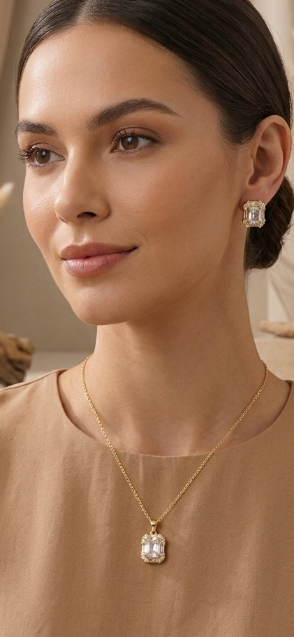 Square diamond Pendant set
