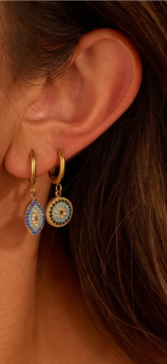 Azure Evil Eye Hoops